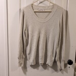 LOFT Women's Light Gray Ribbed Sweater